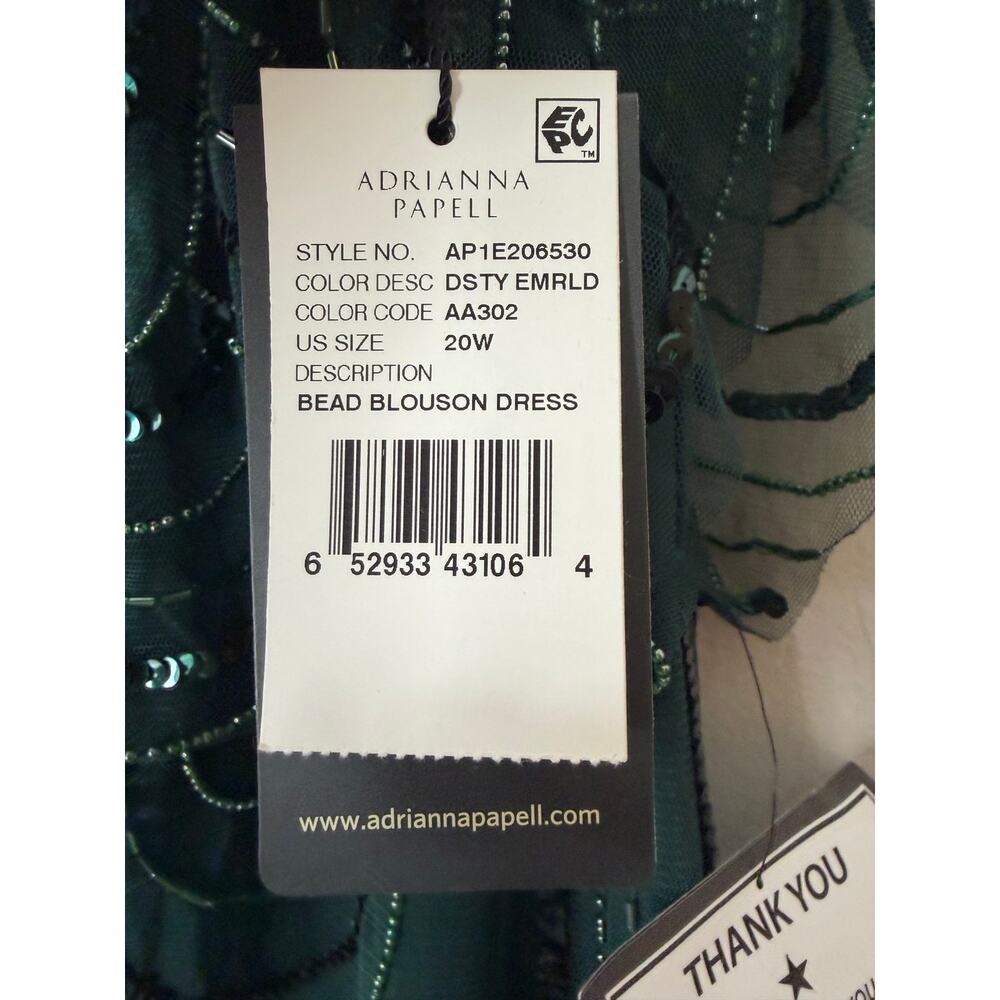 NWT Adrianna Papell Dress Green Mother of the Bride Gown Sequin Beaded Art Deco - Picture 5 of 14